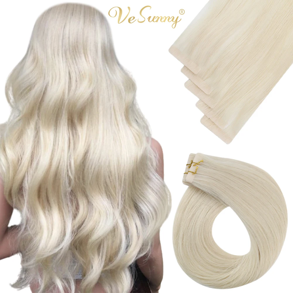 VeSunny Injection Tape in Hair Extensions Invisible Virgin Hair 100% Real Human Hair Seamless Tape in Human Hair Extensions