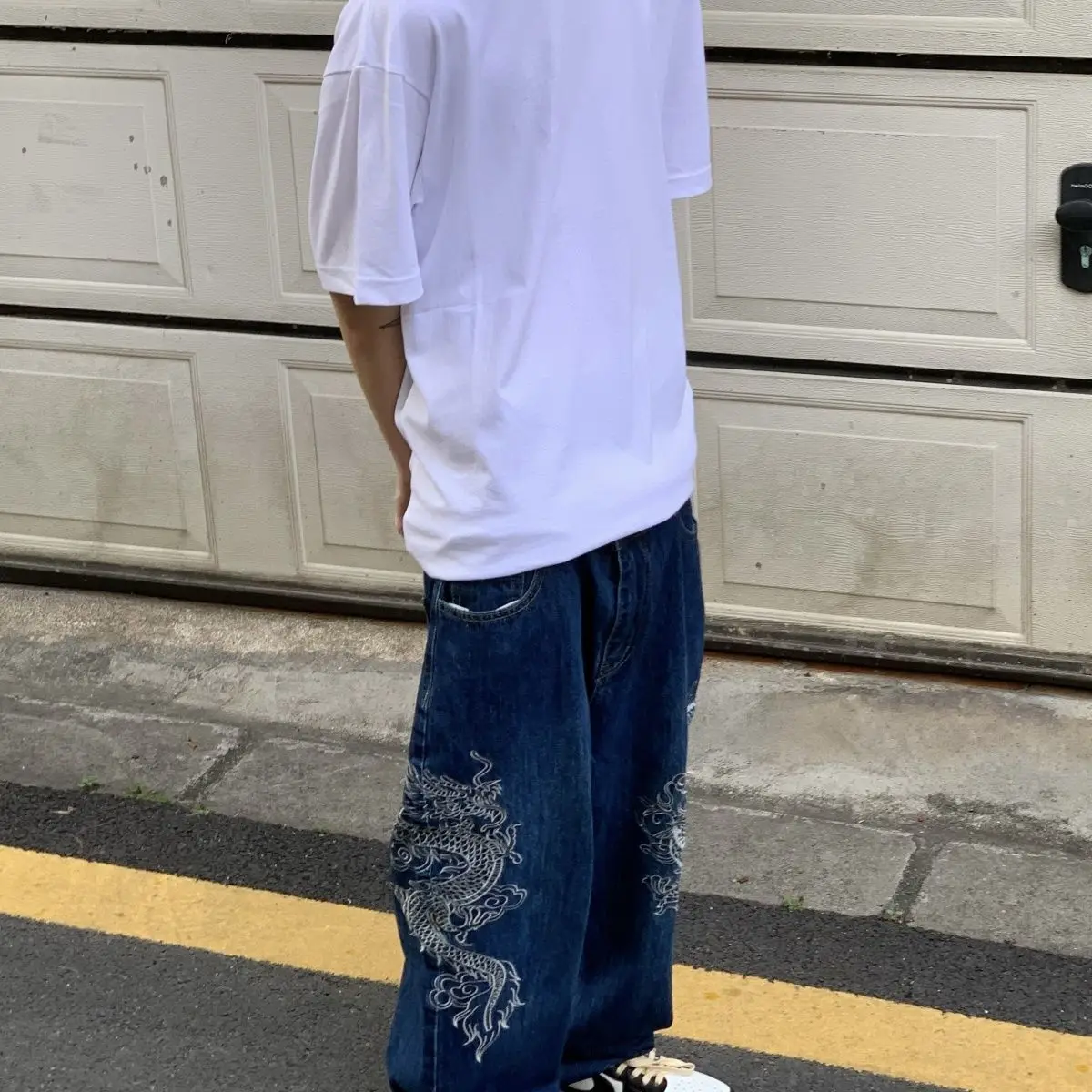 NEW Y2K Man Loose Jeans American vintage Hiphop Skateboard Baggy Denim Pants Street Dance Hip Hop Rap Male Embroidery Trouses