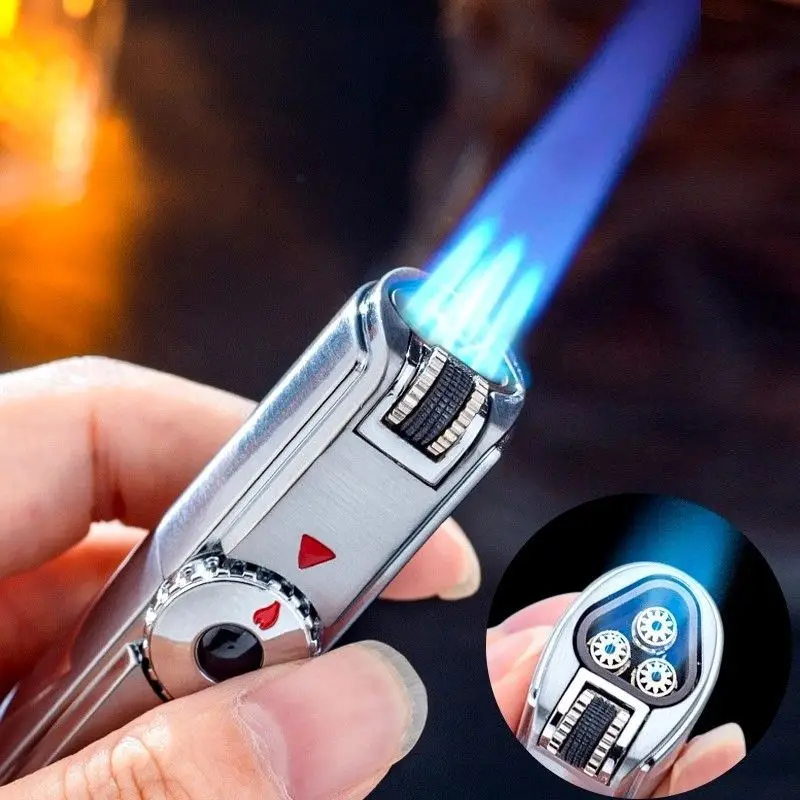 

Jobon One Triple Torch Lighter Metal Windproof Gas Butane Jet Flint Lighter 3 Nozzles Turbo BBQ Cigar Spray Gun Gadgets For Men