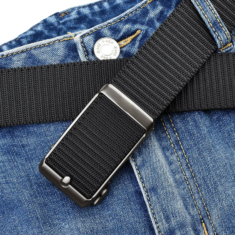 Men's Canvas Belt Non-Magnetic Automatic Buckle Tactical Knitted Neutral Military Training Outdoor All-Matchin...