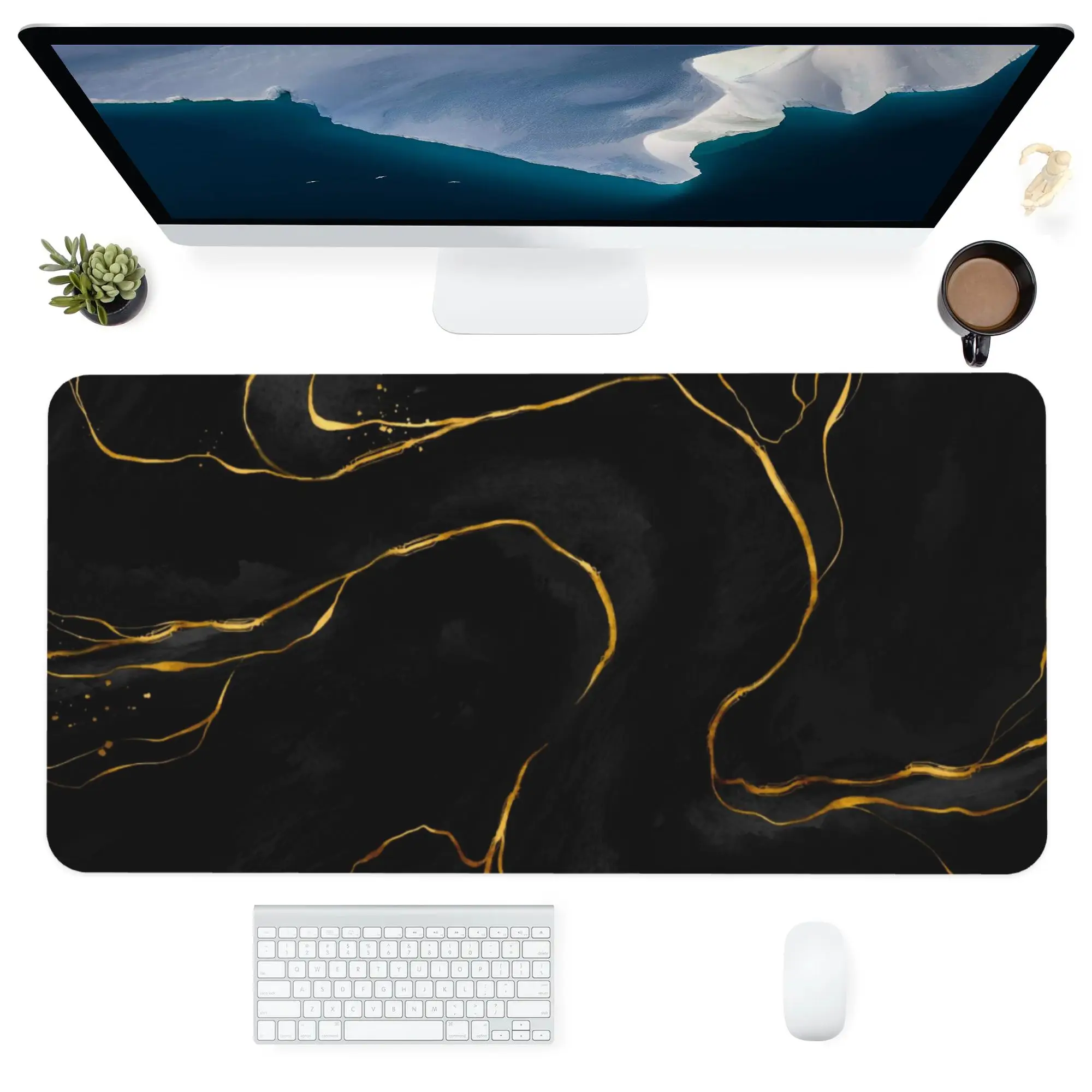 

Computer Office Supplies Keyboards Accessories Mouse Pad Large Square Anti-Slip Customized Desk Pads Mat Black Gold Silk Pattern