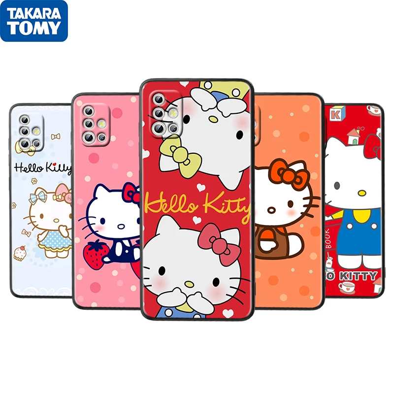 

Cute Anime Hello Kitty For Samsung Galaxy A52S A72 A71 A52 A51 A12 A32 A21S 4G 5G Fundas Soft Black Phone Case Capa Coque Cover