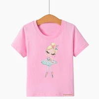 kawaii girls t shirts swan ballerina dance girls graphic print childrens clothing tshirts summer girls pink short sleeved tops