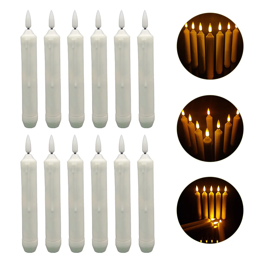 

12 Pcs Set Wedding Decorations Ceremony Operated Candles Electronic Flashing Decorative Light Flameless Taper Pp