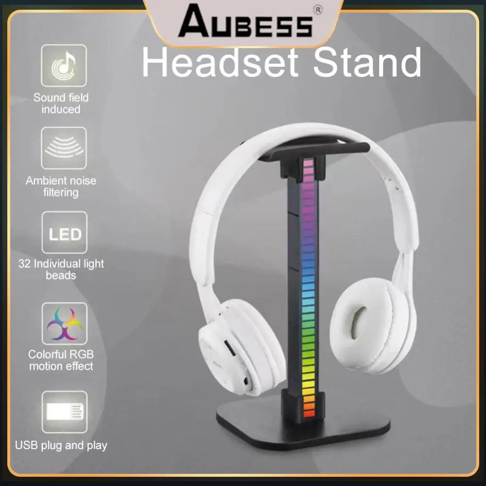 

With Microphone Rgb Headset Stand Oice-activated Headphone Display Holder Gaming Earphones Stand Usb Ports With Led Base