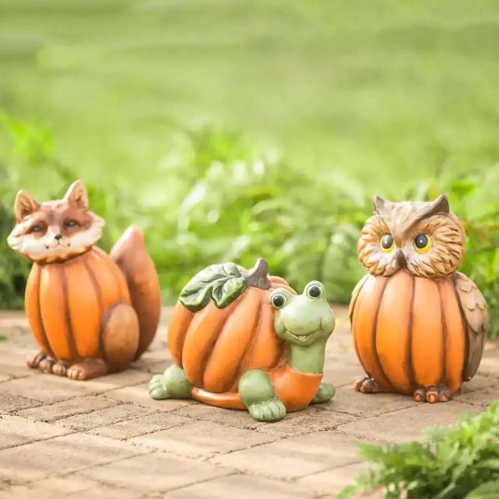 

Cute Halloween Animal Desktop Statue Adorable Waterproof Resin Handmade Halloween Owls Turtles Fox Pumpkin Figurine for Home