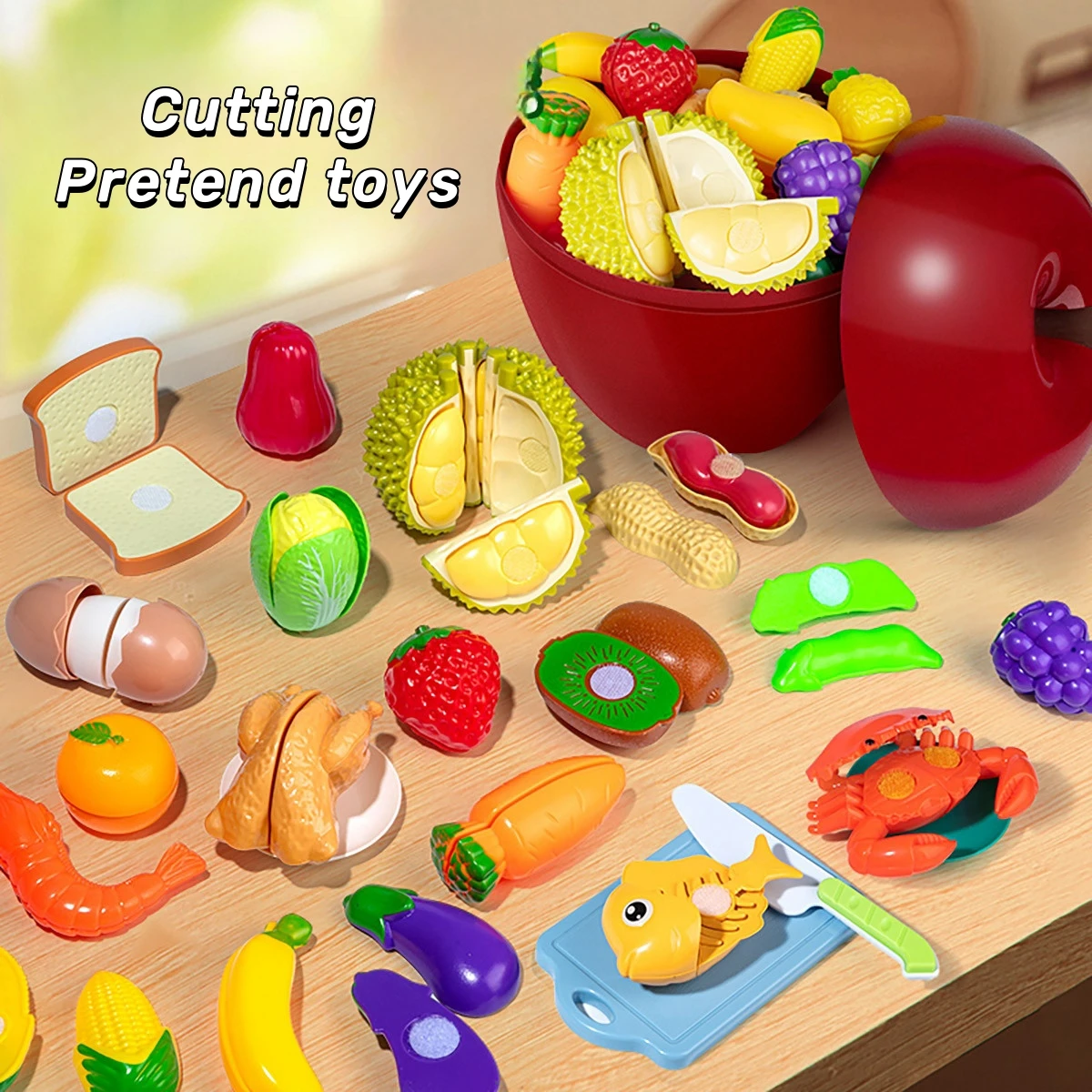 Детские игрушки имитация дуриан яблоко фрукты вырезанные для девочек ролевые