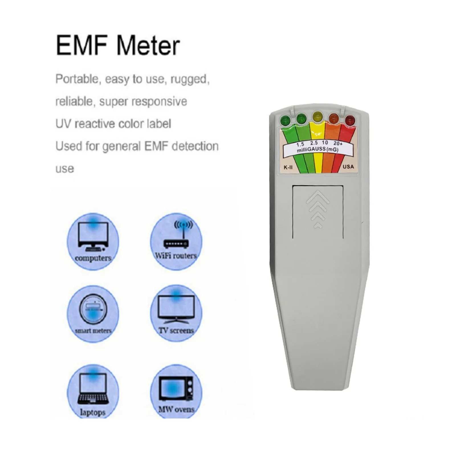 K2 Electromagnetic Field Emf Gauss Meter Ghost Hunting Detector Portable Magnetic 5 Led |