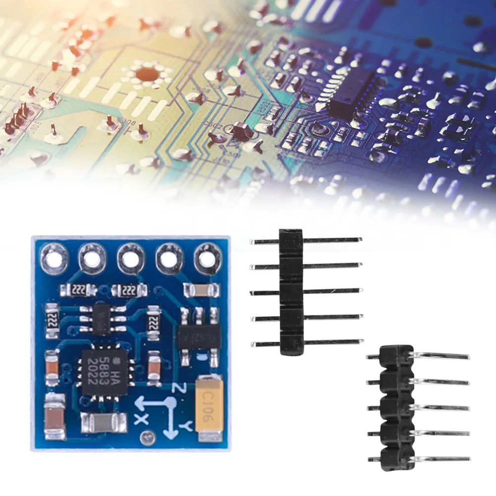 Магнитный магнитный датчик F 3 Axis I2C IIC, трехосевой компас, магнитный  сенсорный модуль HMC5883L для Arduino