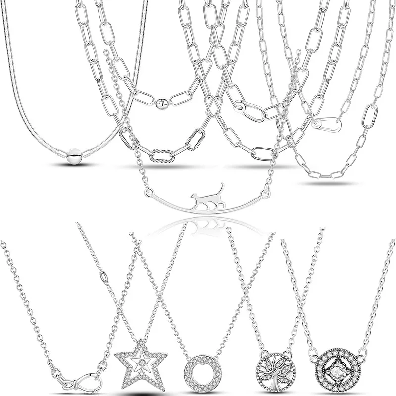Минимализм серебро 925 пробы подвеска O Charm Fit Original ожерелье Pandora DIY для женщин