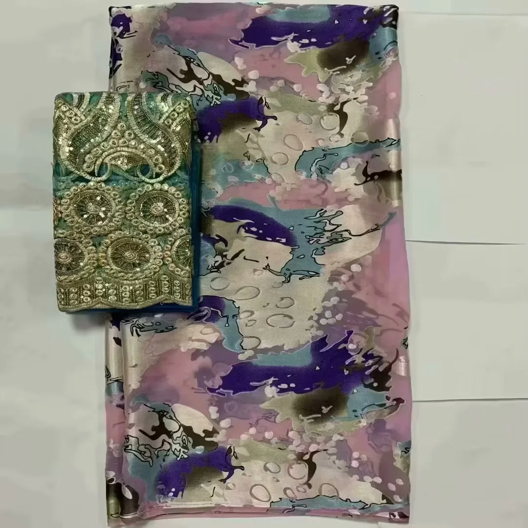 5 + 2 ярда/комплект шёлковая ткань с швейцарской вуалью