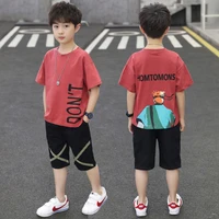 kids clothing boys 2022 summer cartoon fashion short sleeve casual teen boy clothes set t shirt cargo pants sports suits