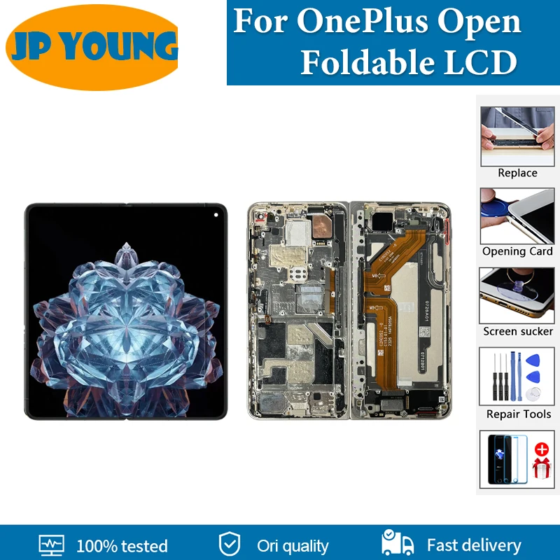 Фото 7,82-дюймовый AMOLED-дисплей для OnePlus Open, складной ЖК-экран CPH2551, сенсорный экран с рамкой и дигитайзером, запасные части для сборки №2
