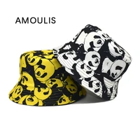amoulis bucket hats for women and men summer cotton sun hat casual sun protection fishermans hat panda print beach caps unisex