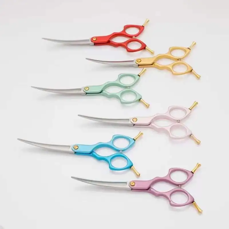 

Professional 6.0/6.5 inch Japan 440C Pet Scissors For Dog Grooming Curved Shear for Teddy with High Quality Alloy Handle