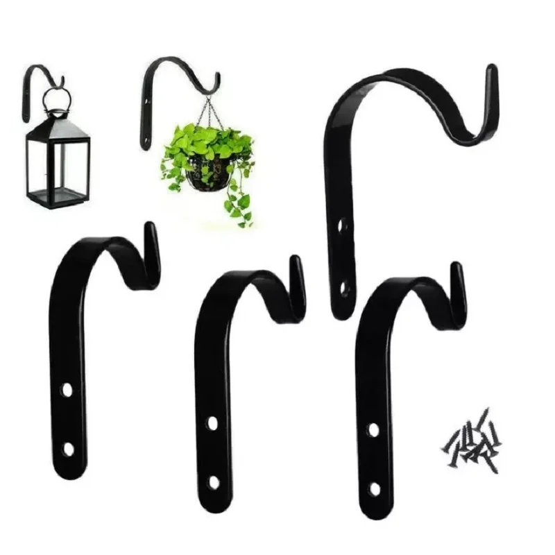 

5/10Pcs Black Iron Wall Light Hook Plant Pot Basket Hook Garden Hanging Planter Lantern Pot Hook Home Decoration