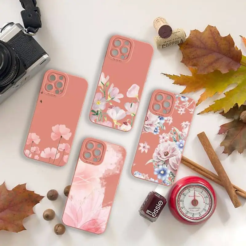 

Beautiful Flower bud Phone Case For iPhone 13 12 11 Pro MAX Mini X XS XR 7 8 Plus Camera Lens Liquid Silicone