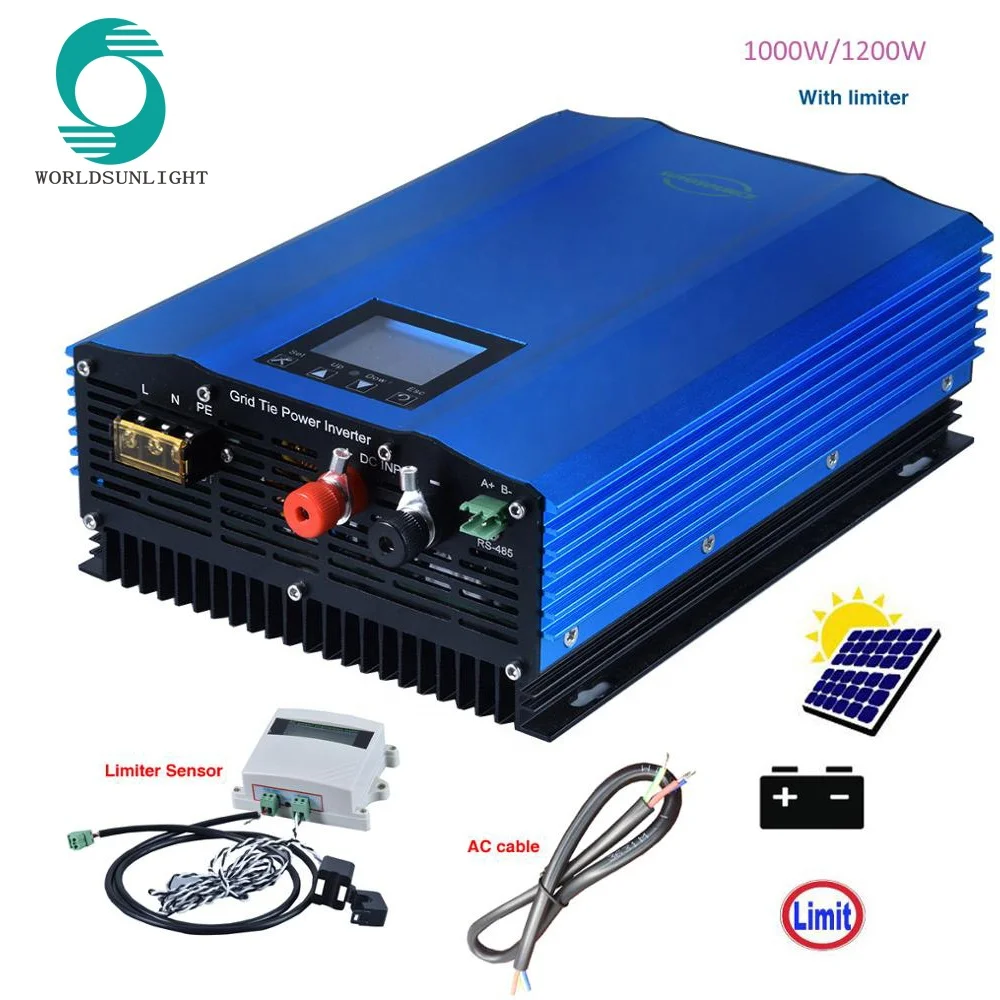 

dc 24v 48v 72v ac110v 220v 230v 240v 1000W solar inverter with limiter Sensor, for battery discharge or grid tie inverter