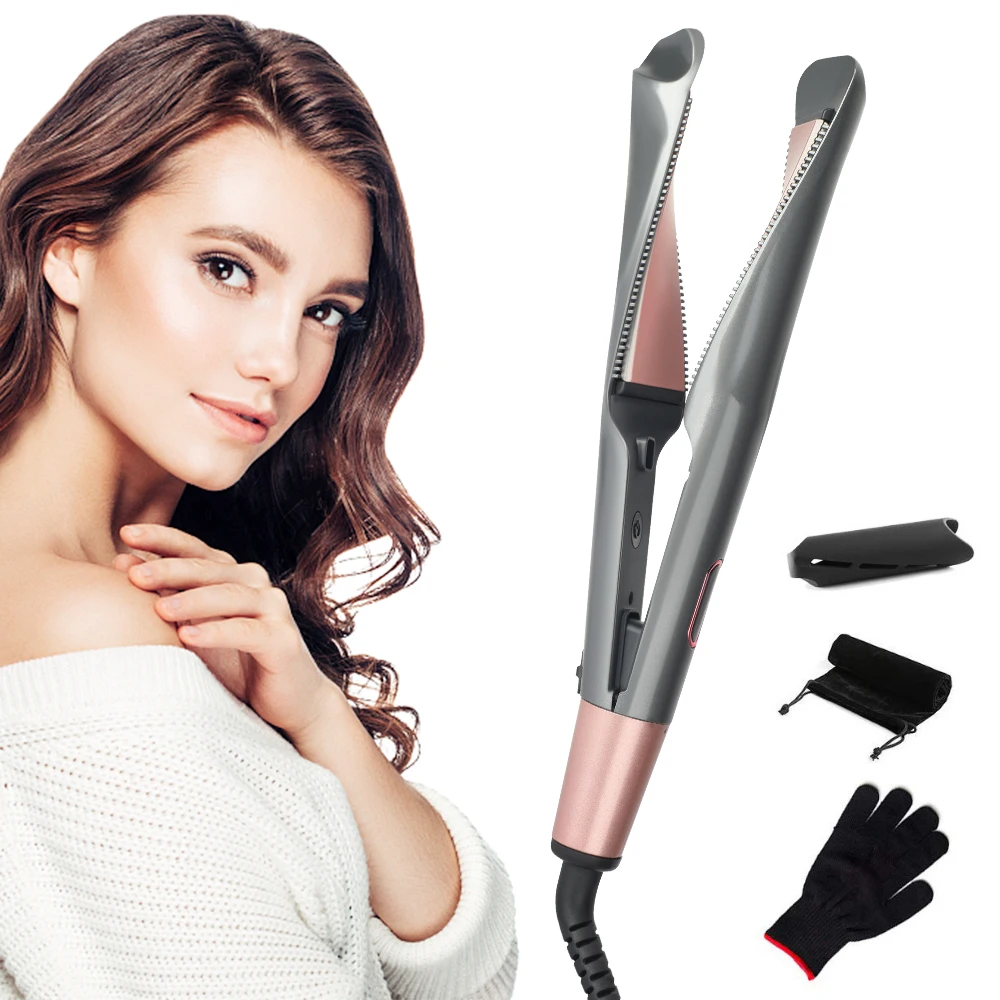 

Hair Curler Hair Straightener 2 in 1 Professional Hair Curling Irons 3D Concave and Convex Titanium Plate Dual Voltage Flat Iron