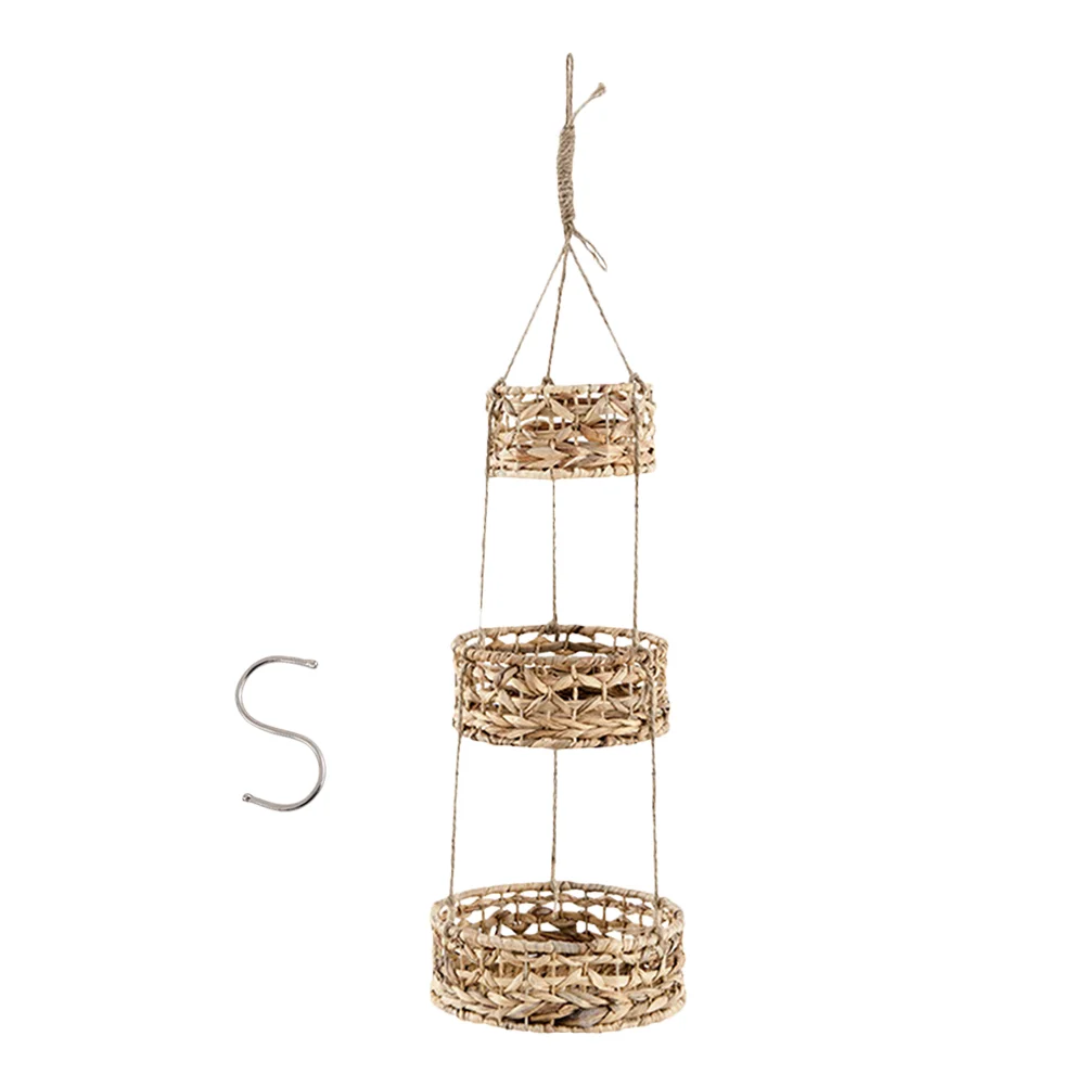 

1 set of Rattan Woven Storage Basket Hand Woven Basket Hanging Flowerpot Basket