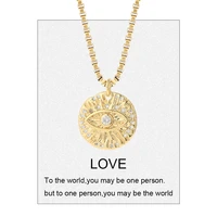 turkish evil blue necklaces for women gold color womans greek eye heart pendant long chains stainless steel link choker fashion