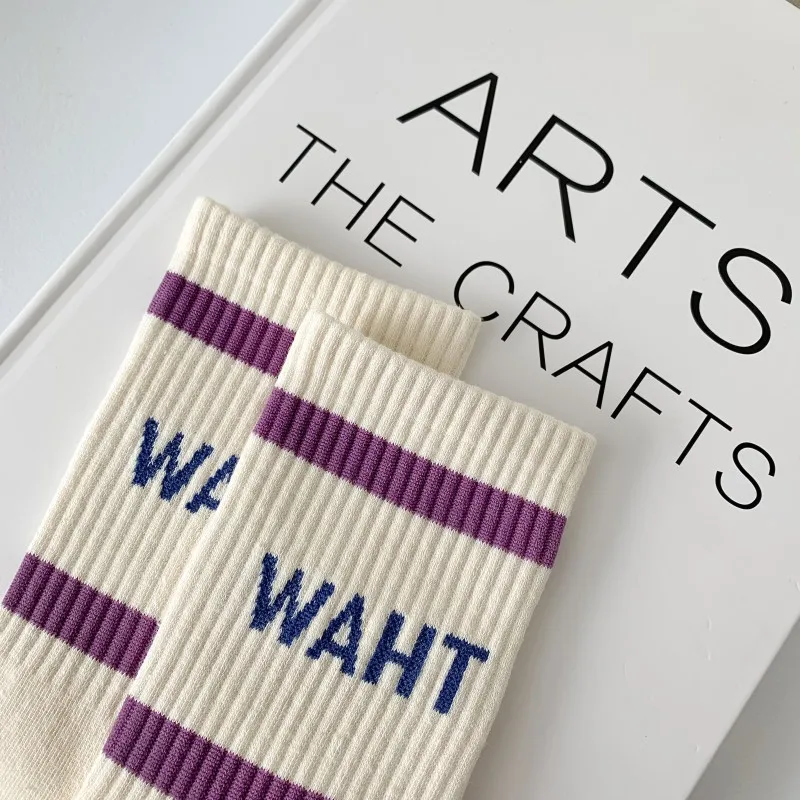 Casual New 2023 Mid-Tube Cotton Socks for Women 5 Pairs Fashion Letter High-Quality White Cotton Socks Spring Autumn Sports Sock