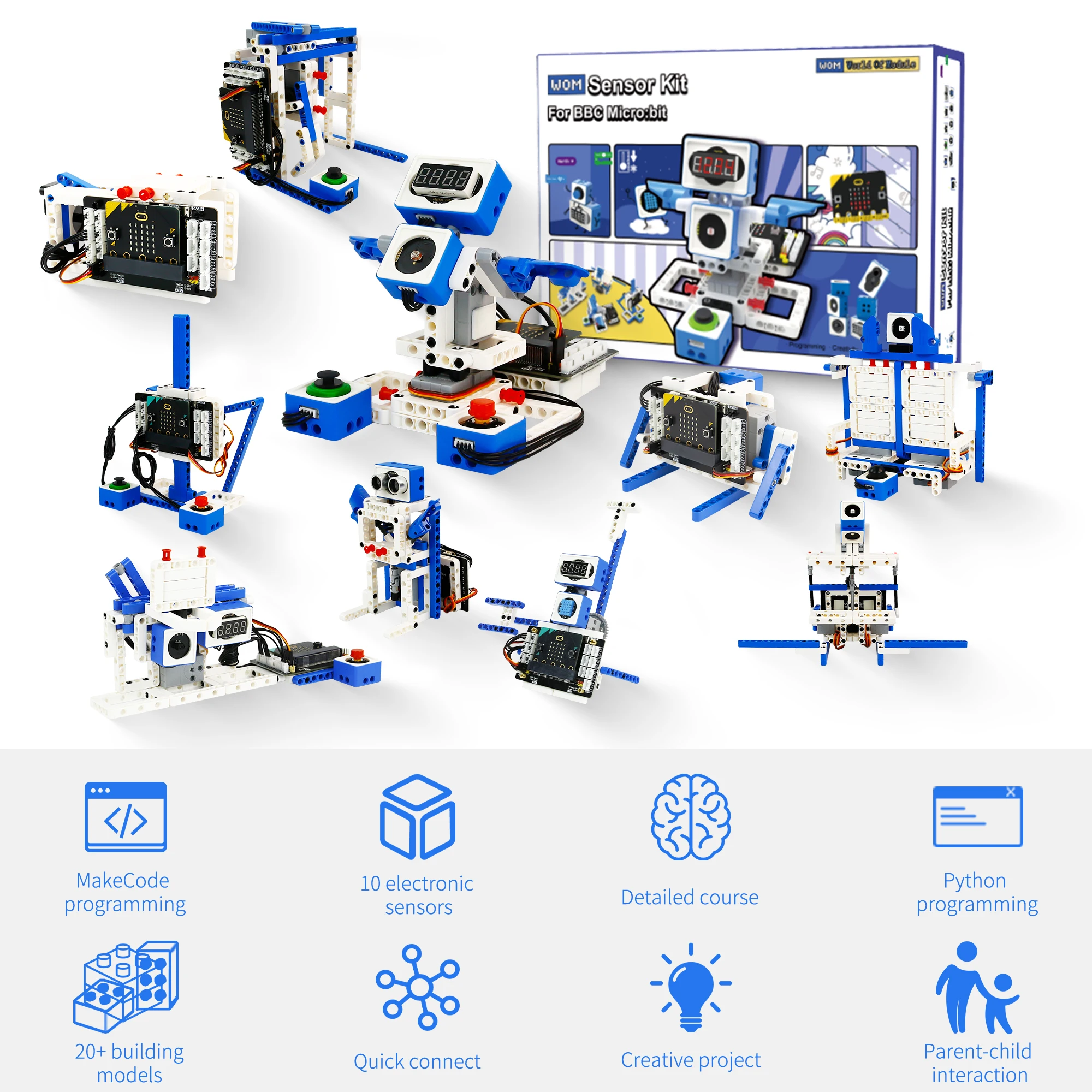 

Microbit V2 бортовой Робот Kit образовательный электронный Собранный сенсорный модуль программируемый Стержень DIY программируемая игрушка для д...