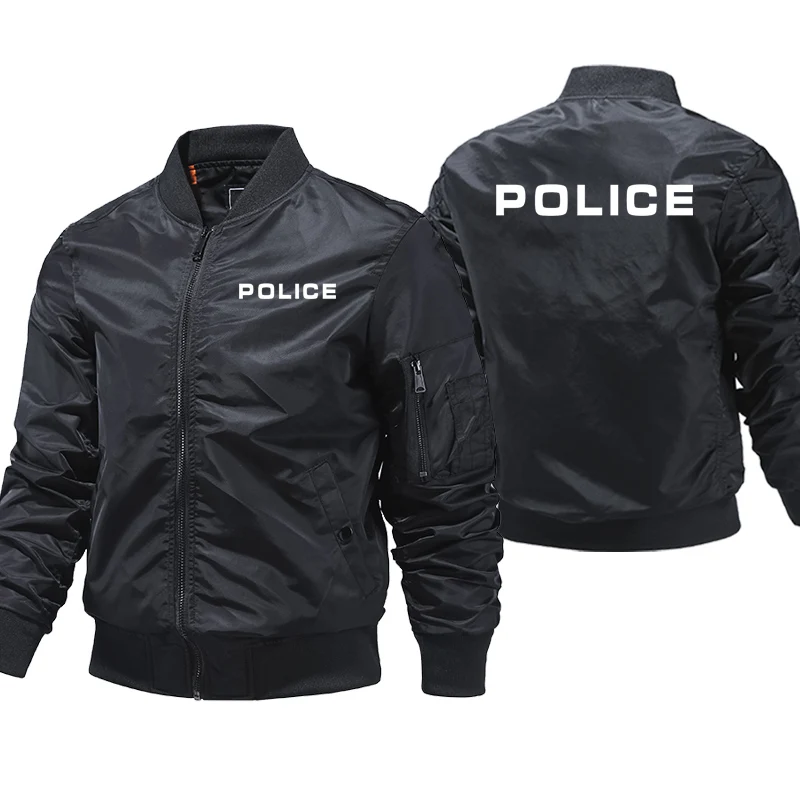 Police letter print Bomber Jacket Men Casual Jacket Men Thick Winter Windbreaker Pilot Parkas Clothes Outdoor thermal jacket