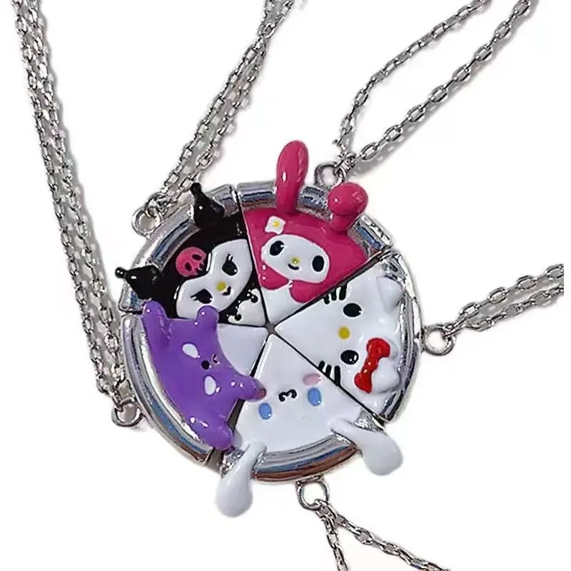 5pcs/set HelloKitty Kulome Melody Necklace Sanrio Cute Pendant Magnetic Sister Necklace Cartoon Fashion Jewelry Best Friend Gift images - 6