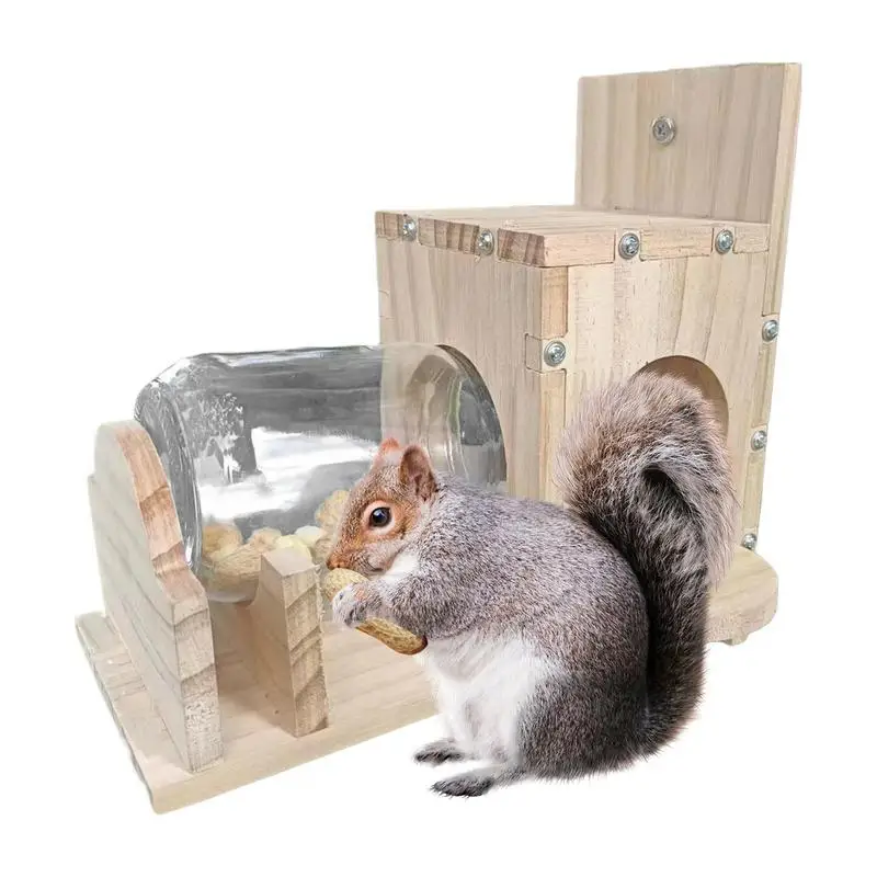 

Tree Mounted Squirrel Feeder Wooden Outdoor Backyard Tree Squirrel Feeding Box Squirrel Food Feeder Box Sturdy Fun And Safe For