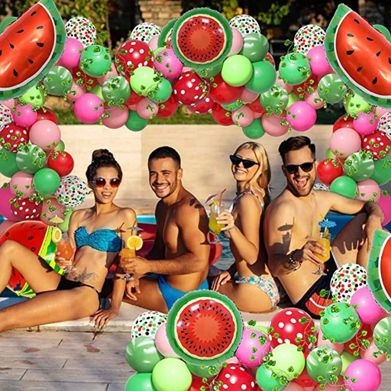 

110pcs Balloon Garland Arch Kit Set Watermelon Birthday Decor Tropical Summer Hawaiian Party Wedding Decorations Decor