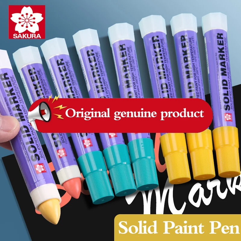 8 Pcs Sakura Solid Paint Pen Industrial Non-fading High Temperature Resistant Waterproof Ink Workplace Wood Cement Wall Markers