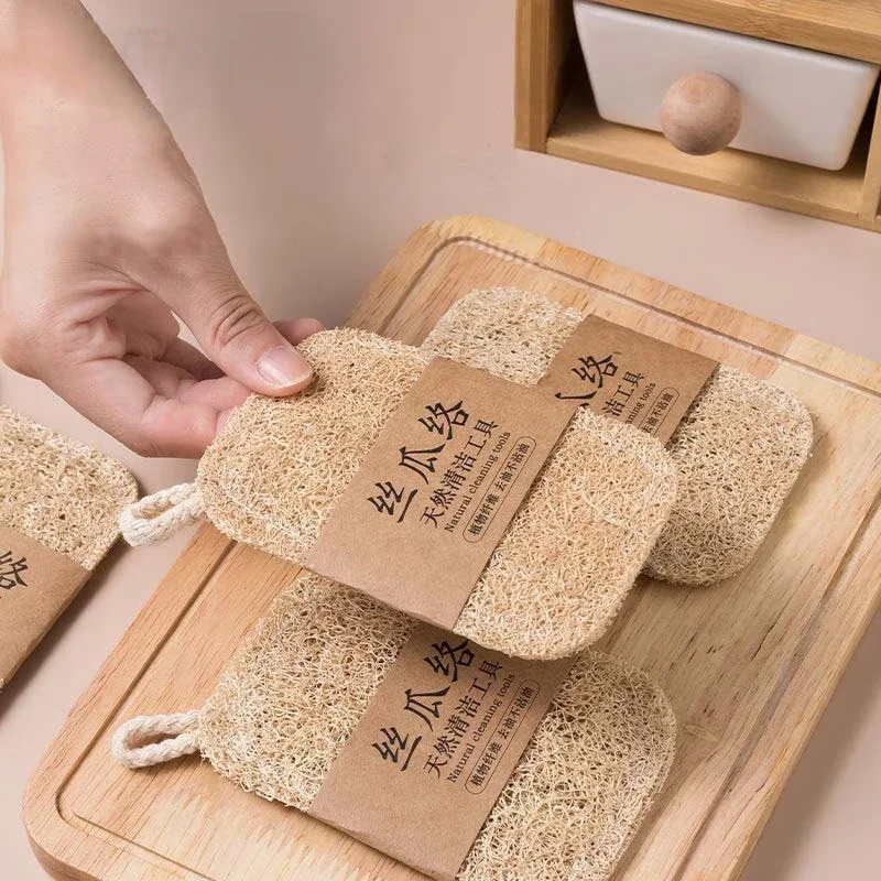 Натуральная чистящая губка из люфы — экологически чистая кухонная щетка для