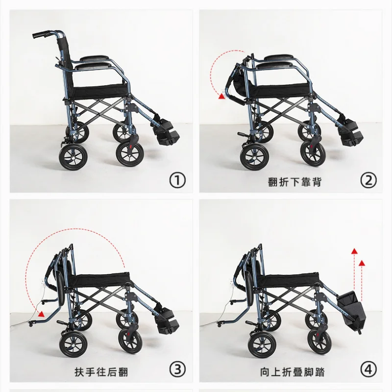 Складная инвалидная коляска из алюминиевого сплава удобная дорожная тележка для