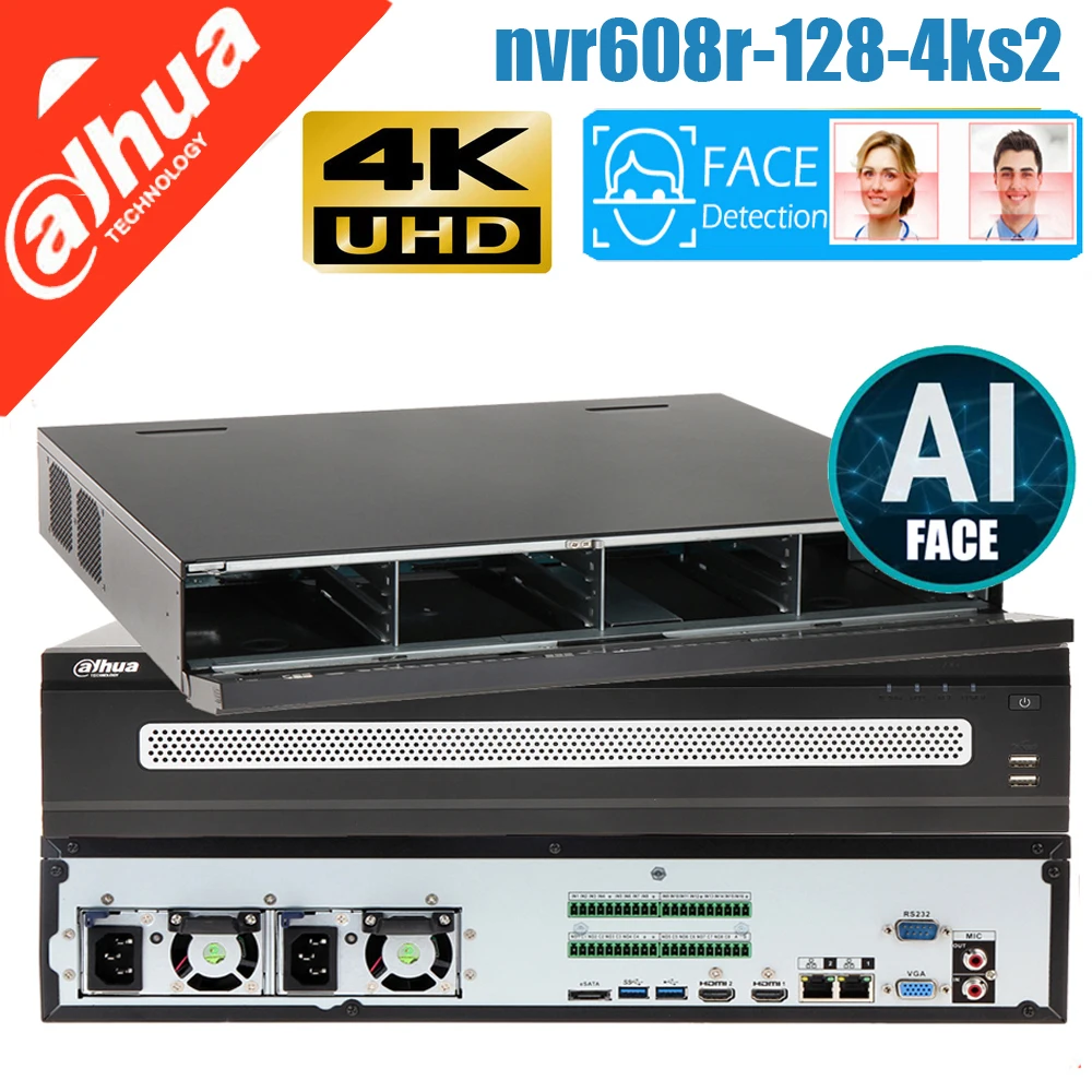 

dahua NVR608-128-4KS2 128ch AI face NVR network recorder H.265 up to 12MP resolution original DH-NVR608-128-4KS2 support upgrade