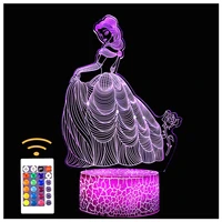 3d illusion night light led desk princess lamp touch control 7 color change for home decor for kids girl holiday gifts