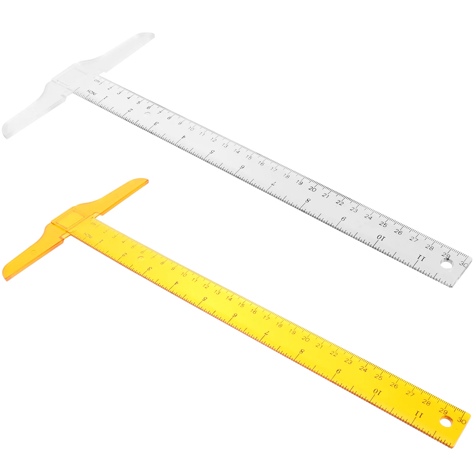 

2 Pcs Academic T-Ruler Transparent Measuring Straight Ruler Drawing Supplies Rectangle