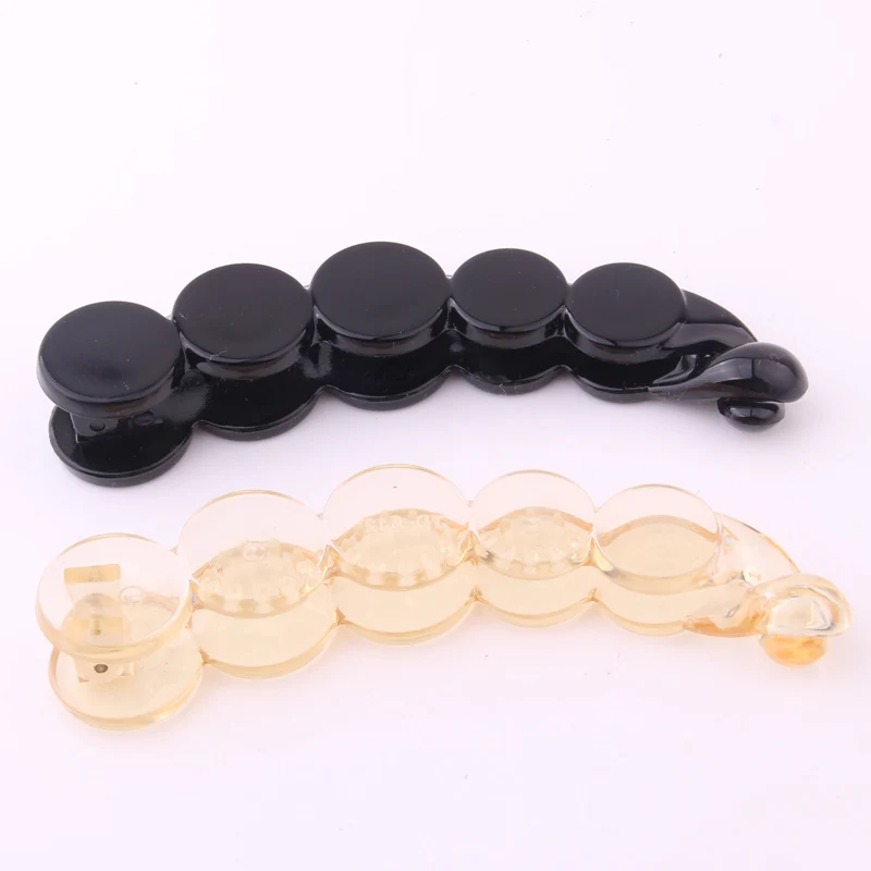 

2 Pieces Black Plastic Banana Clip women Rena Chris Round Peasecod Twist Hairpin for Lady Ponytail Holder Hair Clip Accessories