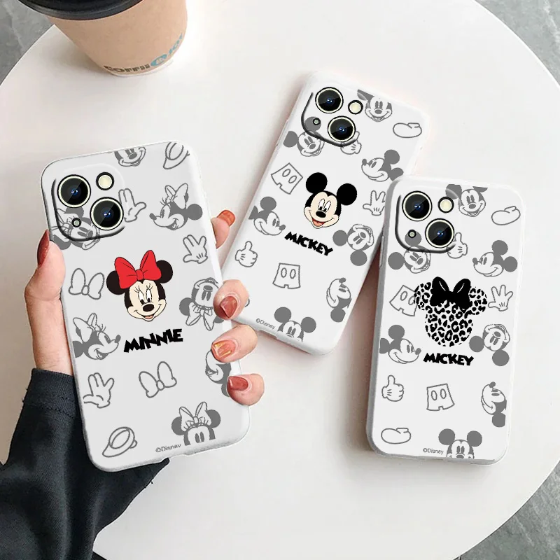 

Cute Mickey Minnie For Samsung Galaxy S23 S22 S21 S20 FE Ultra Plus S10 Lite 5G Liquid Rope Phone Case