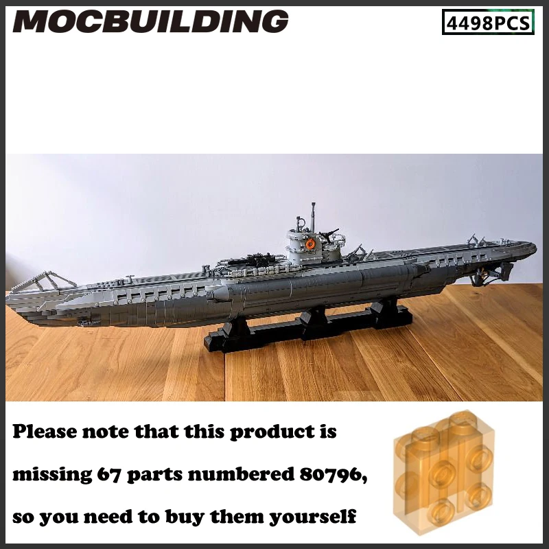 Строительные блоки MOC модель U-лодки Военная серия масштаб 1:55 сделай сам подарок