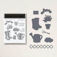 garden clear stamps and metal cutting dies sets for diy craft making greeting card scrapbooking decoration