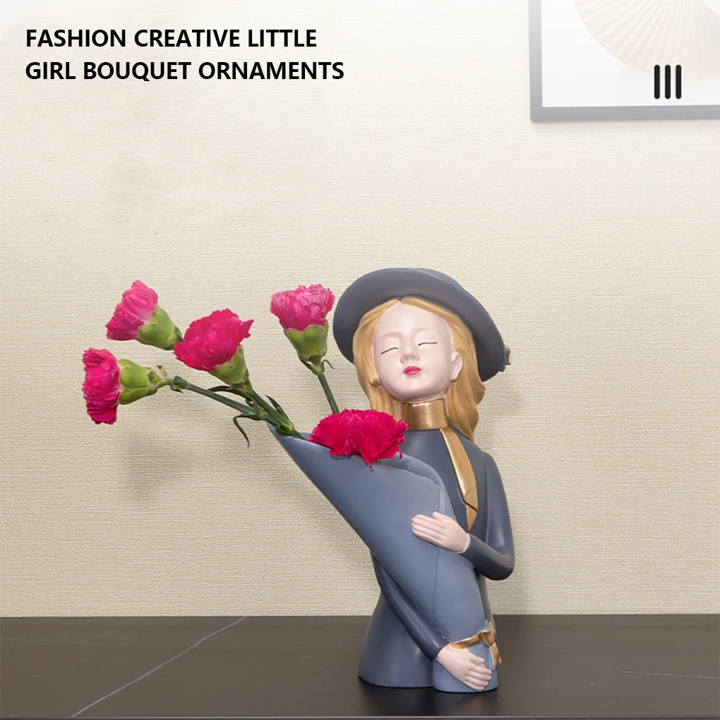 

Girl Modeling Vase Interesting Desktop Ornament Resin Vases Plant Holder