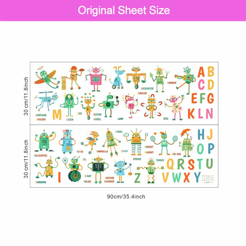 Наклейки на стену с забавными роботами и надписями для детской спальни