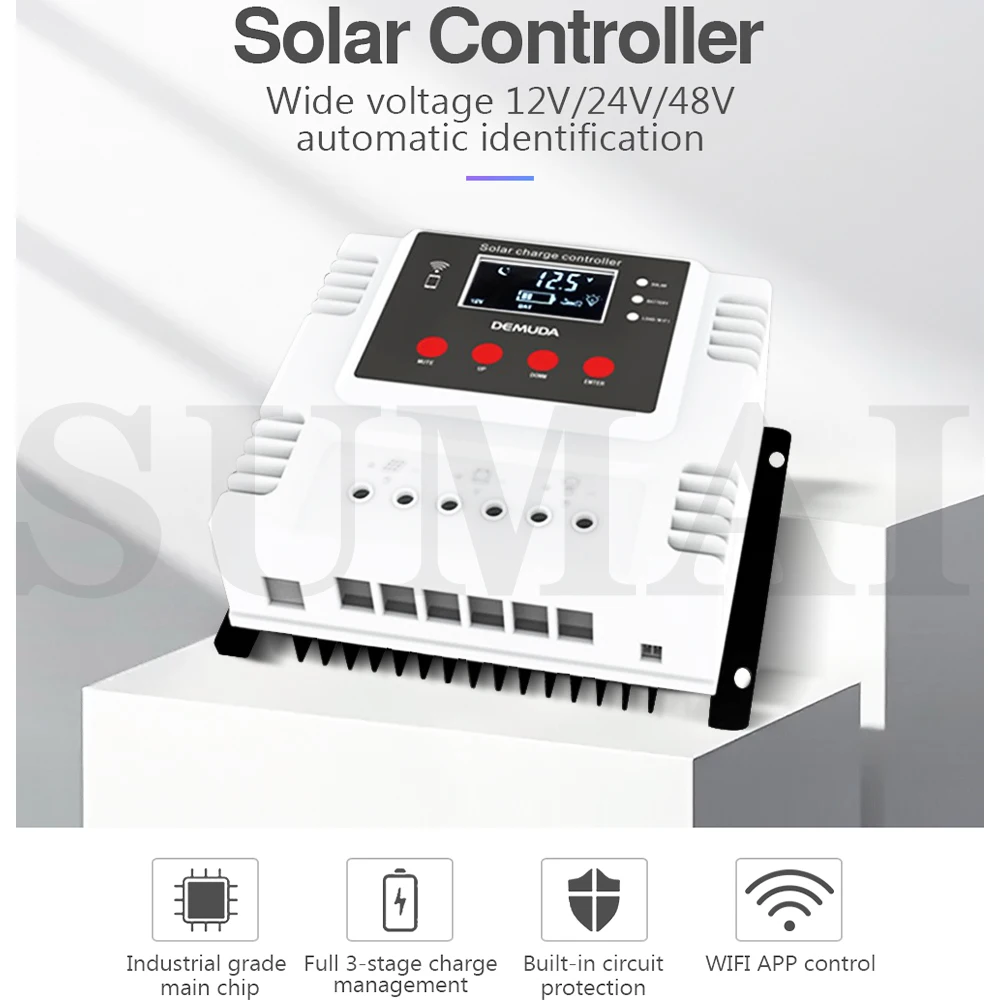 

MPPT Solar Controller 10A 20A 30A 40A 50A60A Photovoltaic System Light LED Display USB Interface Intelligent Charging Controller
