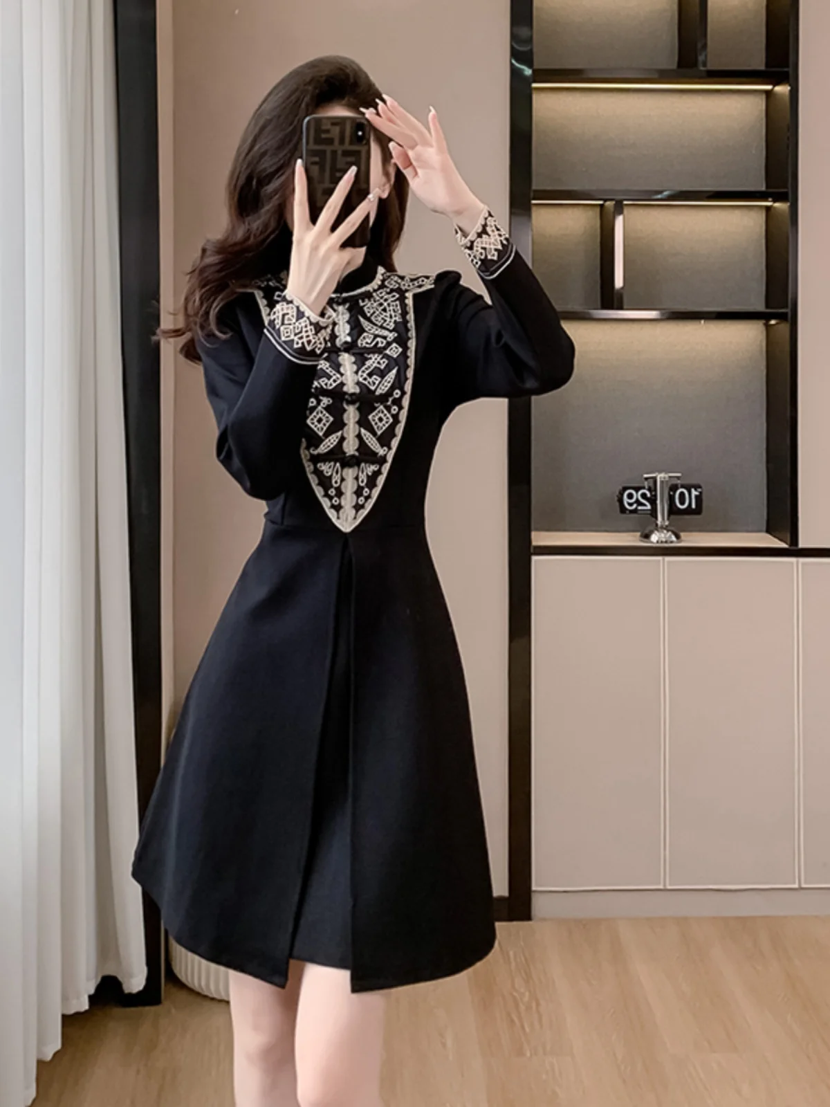 Новое китайское платье Sle National на флисовой подкладке женское весенне-осеннее