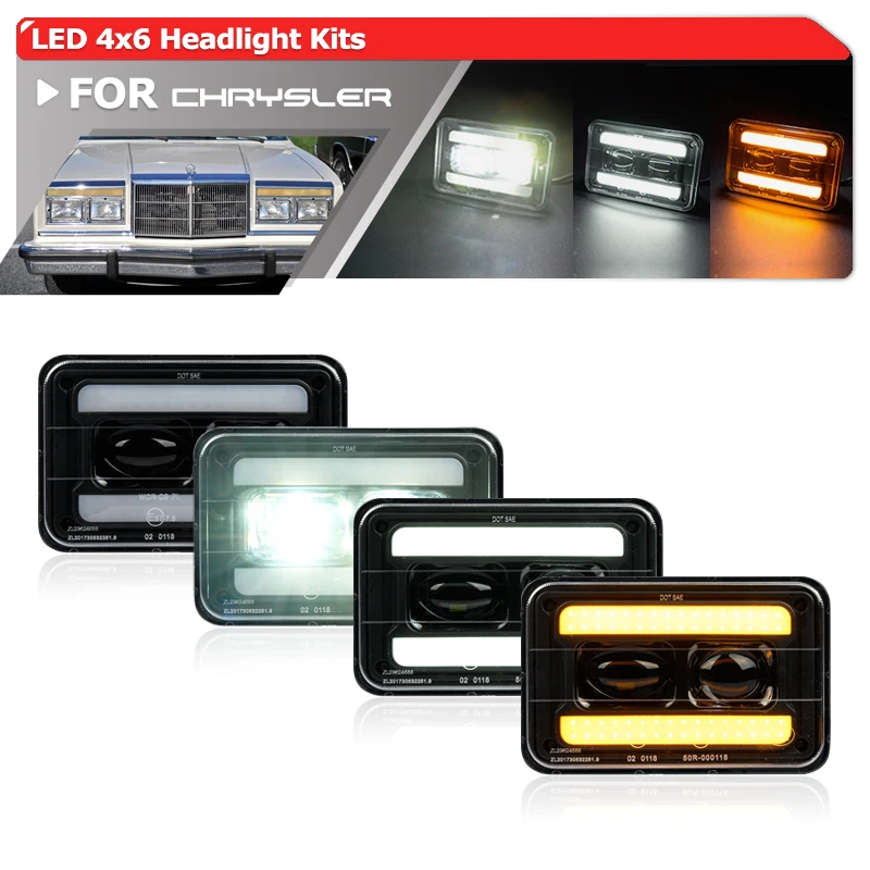 

Модернизированная передняя фара 4x6 дюймов с герметичным светом и сигналом поворота/дальний/ближний свет для Chrysler quth проспект город и кантри Lebaron New Yorker Neweport