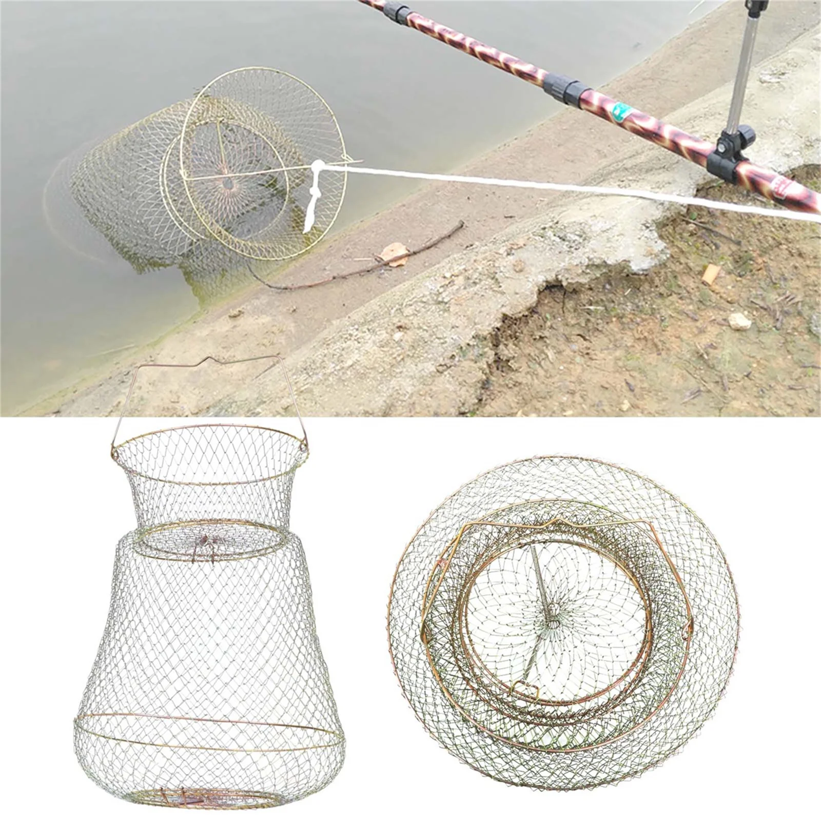 Crab Pot Fishing Accessory Iron Cage Trap Bling Accessories Net Outdoor Container Tools Basket Bag enlarge