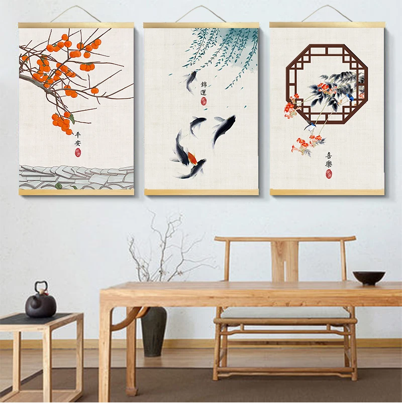 Настенная роспись на заказ в китайском стиле с зелеными растениями |