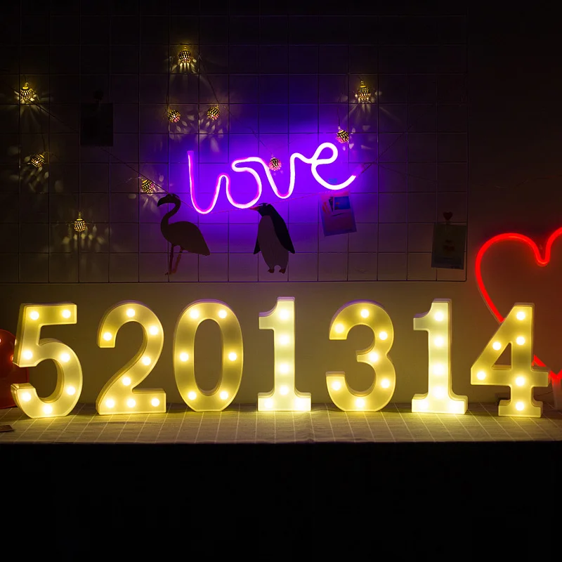

Alphabet Letter Number Lamp LED Night Lights Wedding Birthday Party House Wall Home Bedroom Decoration Personalised Ornaments
