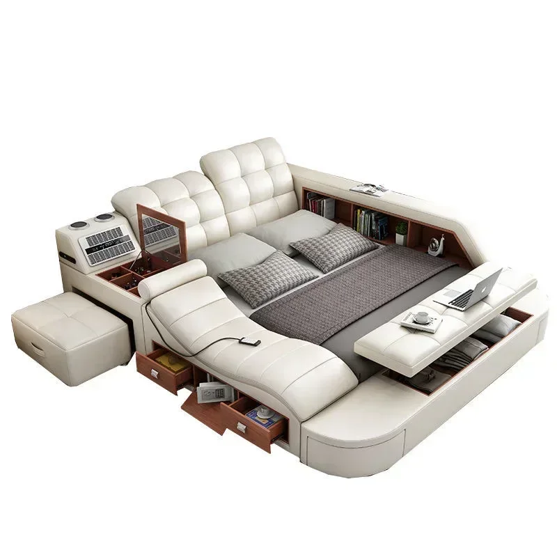 Умная кровать из натуральной кожи Tech многофункциональные массажные современные